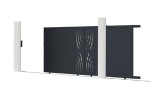 Portail coulissant 3,5m VELETA H.180cm + Portillon 1m VELETA aluminium 3