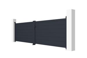 Portail battant 4m EIGER H.115cm + 2 poteaux H.166cm aluminium gris 5