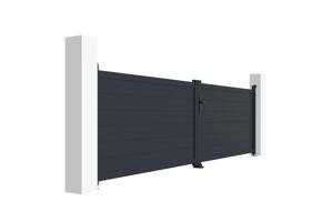 Portail battant 4m EIGER H.115cm + 2 poteaux H.166cm aluminium gris 4