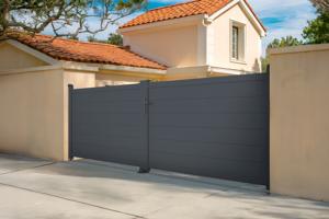 Portail battant 4m EIGER H.115cm + 2 poteaux H.166cm aluminium gris 3