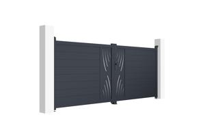 Portail battant 3,5m VELETA H.140cm gris 2