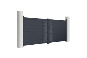 Portail battant 3,5m ADULA H.140cm + Portillon 1m ADULA aluminium gris 2