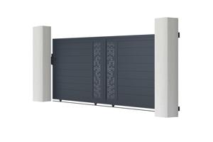 Portail coulissant 4m ADULA H.140cm + Portillon 1m ADULA H.140cm aluminium gris 3