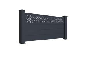 Lot de 3 clôtures Aluminium Semi-Ajourées 1,9m TRIGLAV H.90cm gris 2