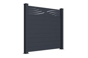 Lot de 2 clôtures Aluminium Semi-Ajourées 1,9m VELETA H.170cm gris 2