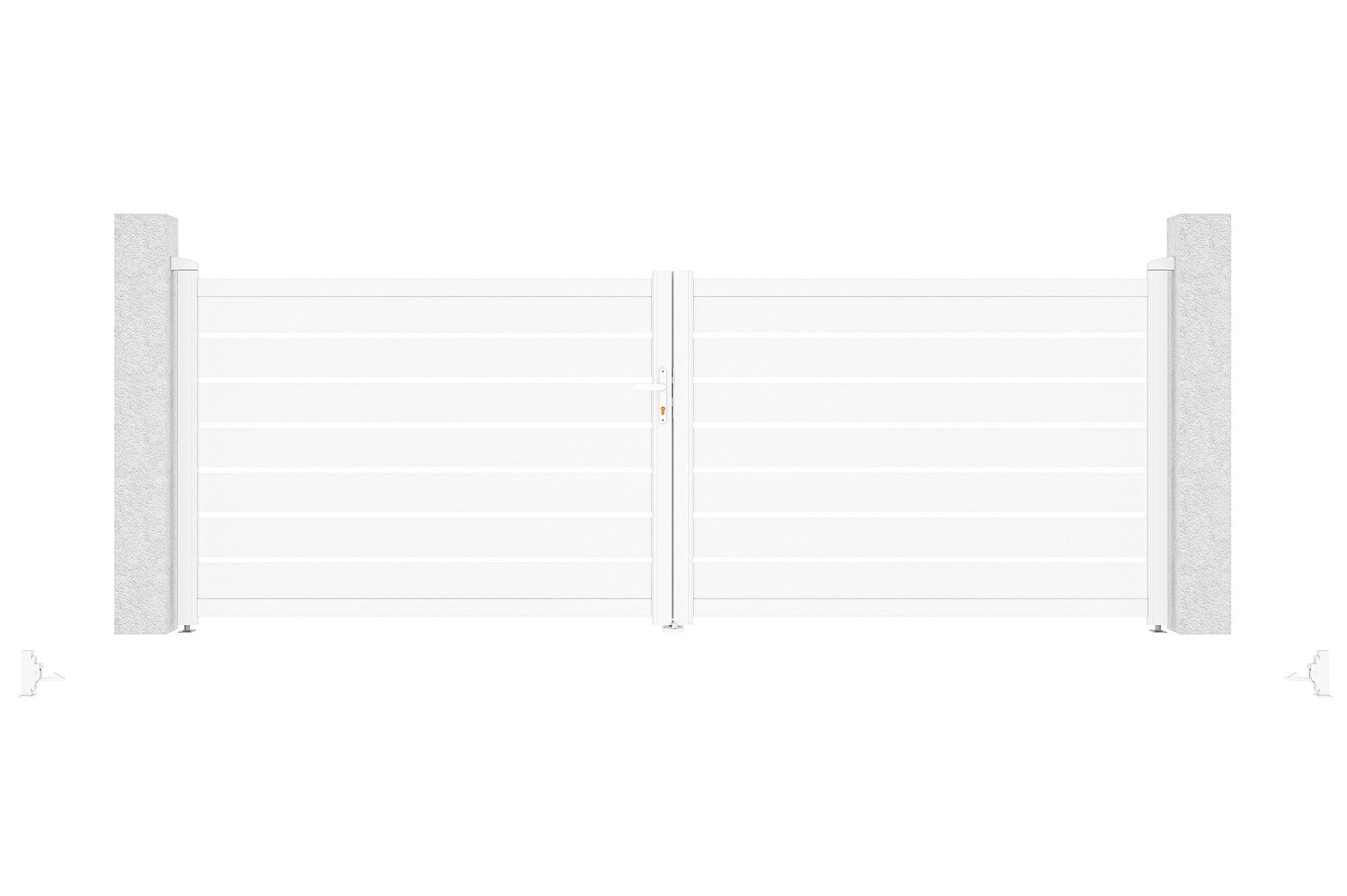Portail battant 4m VOGEL H.140cm + 2 poteaux H.166cm aluminium blanc 9