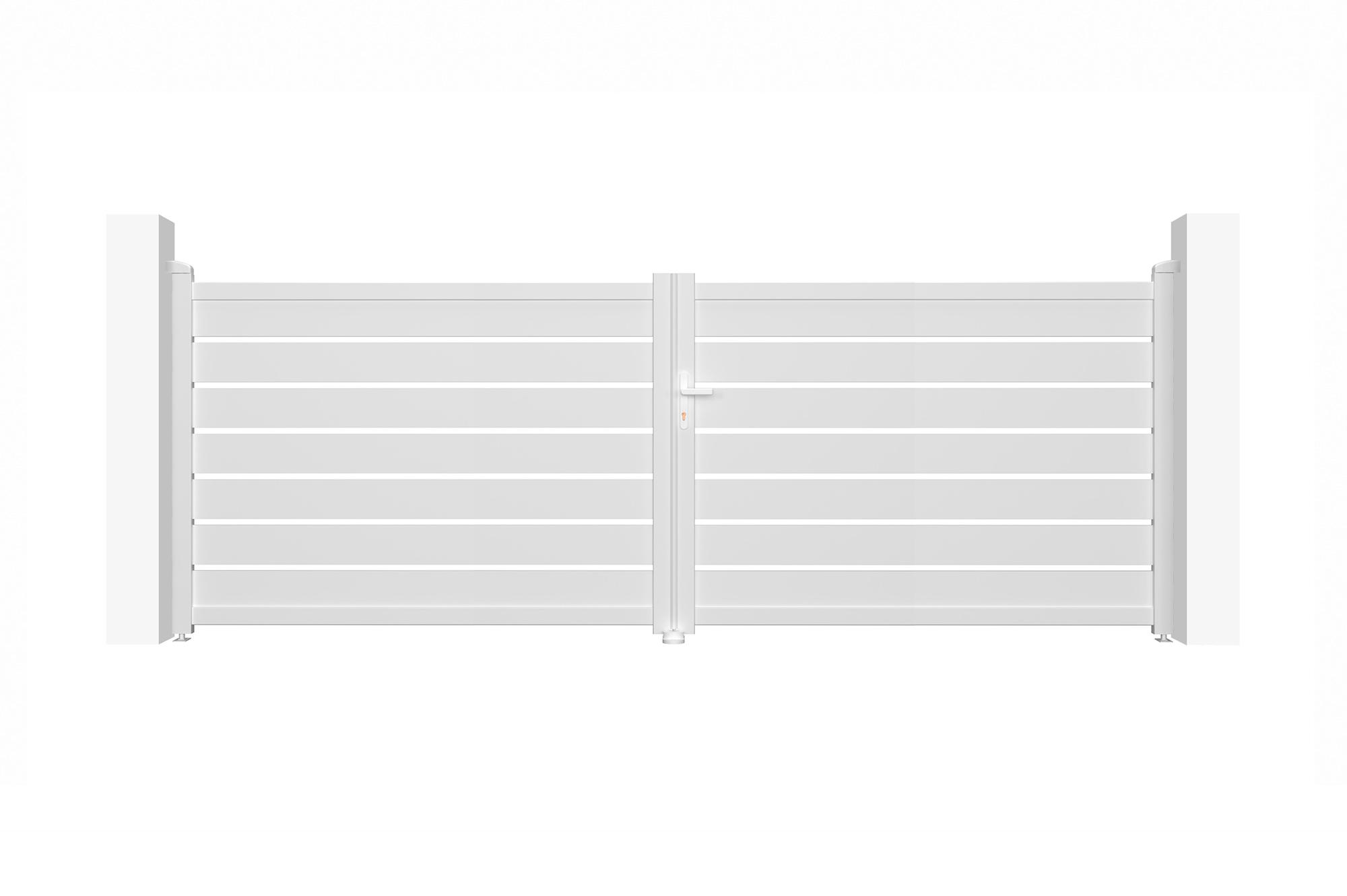 Portail battant 4m VOGEL H.140cm + 2 poteaux H.166cm aluminium blanc 2