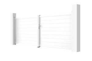 Portão giratório elétrico branco EIGER 400B140 + motorização BUNKER B500 4