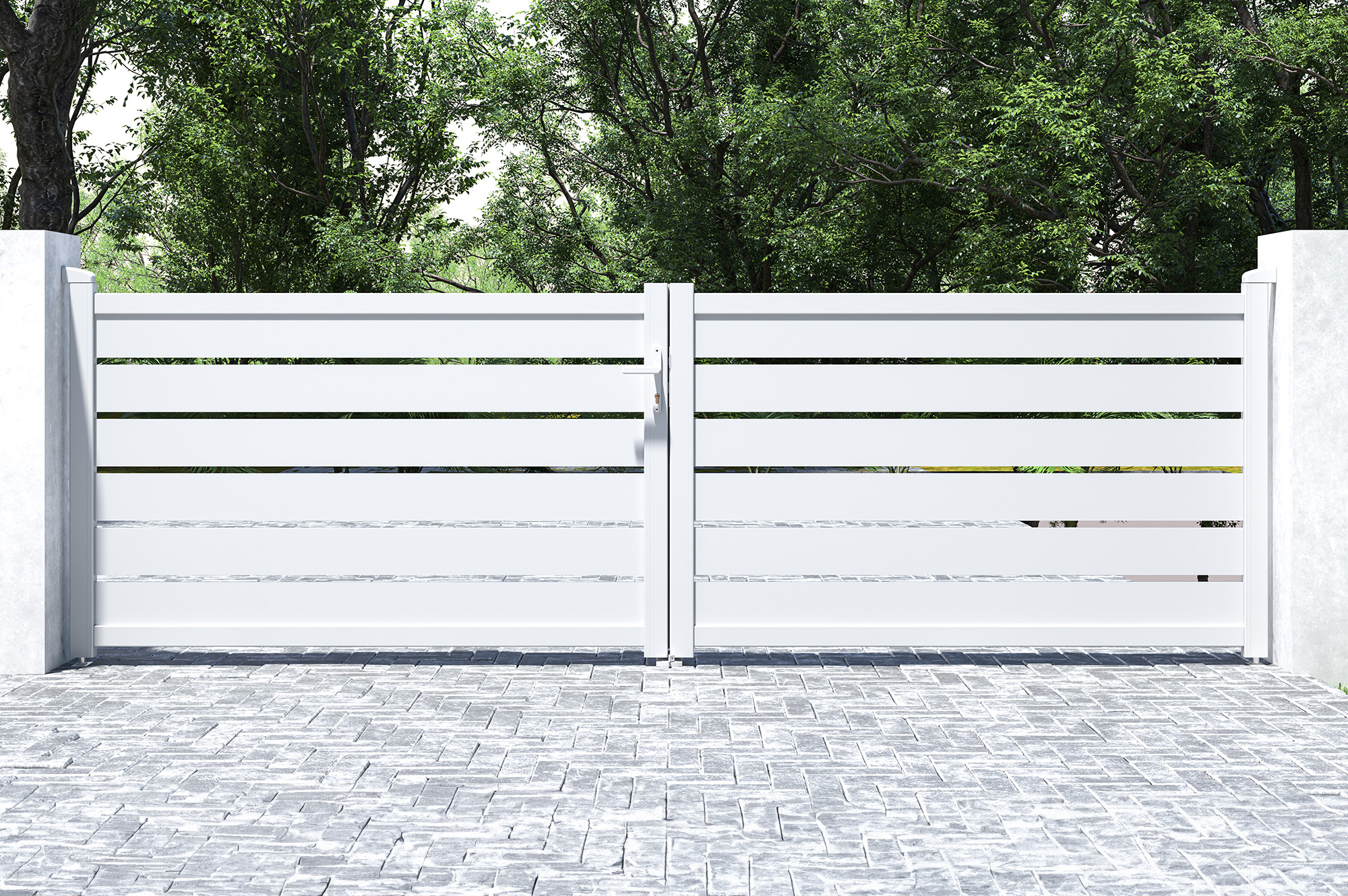 Portail battant motorisé 4m VOGEL H.120cm blanc + Motorisation TANKER B700 11
