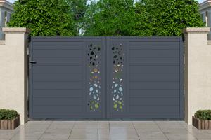 Portail coulissant 3m SUNNY H.160cm aluminium gris 2