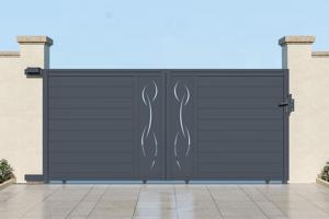 Portail coulissant 3,5m LIFE H.160cm + Portillon 1m LIFE H.160cm aluminium gris 4