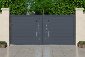 Portail coulissant 3,5m LIFE H.160cm + Portillon 1m LIFE H.160cm aluminium gris 2