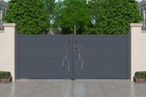 Doppelflügeltor aus Aluminium 4m LIFE H.160cm grau 2