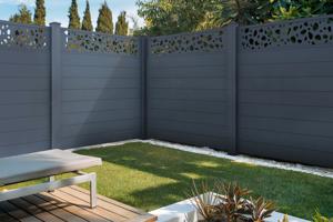 Lot de 3 clôtures Aluminium Semi-Ajourées 1,9m SUNNY H.170cm gris 2