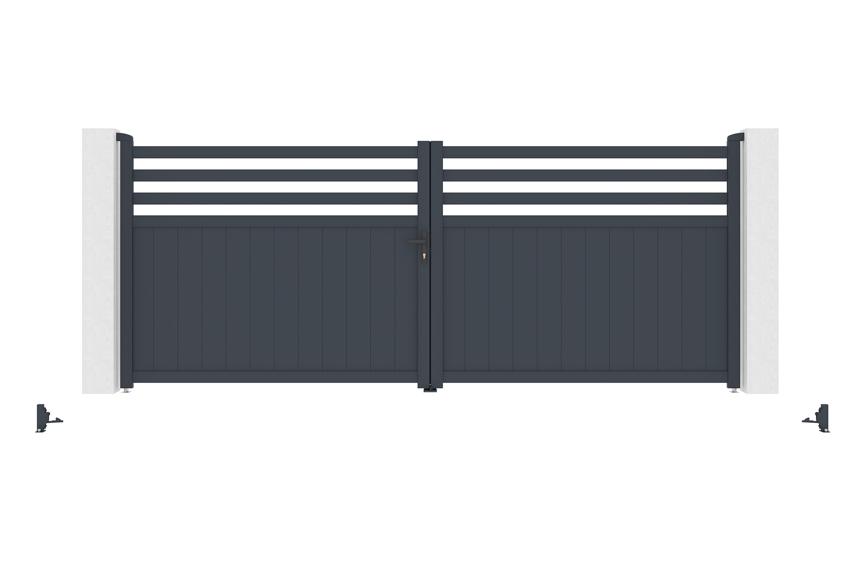 Electric swing gate 4m NEVIS 400B160 GRAY + motorization with arm B500