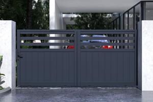 Portail coulissant 3m NEVIS H.140cm aluminium gris 5