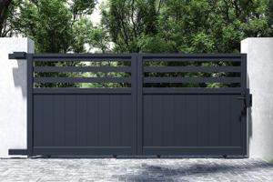 Portail coulissant 3m NEVIS H.140cm aluminium gris 6
