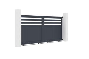Portail coulissant 3m NEVIS H.140cm aluminium gris 2