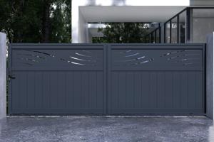 Portail coulissant 4m HALTI H.140cm aluminium gris 2