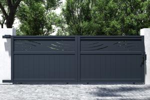 Portail coulissant 4m HALTI H.140cm aluminium gris 6