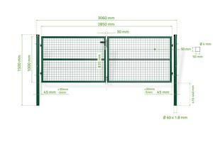 Portail grillagé OLGA 300x100cm vert 3