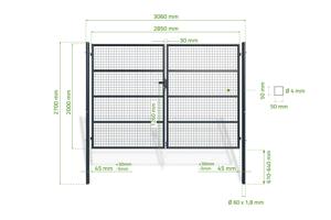 Portail grillagé OLGA 300x200cm gris 3