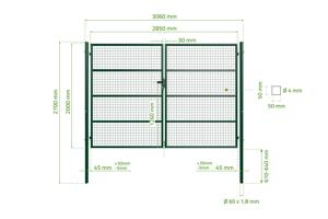 Portail grillagé 3m OLGA H.200cm + Portillon 1m OLGA H.200cm vert 3