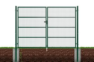 Portail grillagé 3m OLGA H.200cm + Portillon 1m OLGA H.200cm vert 9