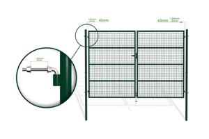 Portail grillagé 3m OLGA H.200cm + Portillon 1m OLGA H.200cm vert 8