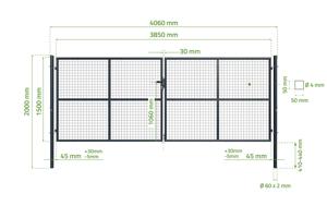 Portail grillagé OLGA 400x150cm gris 3