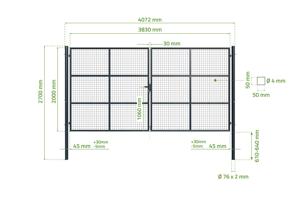 Portail grillagé OLGA 400x200cm gris 3