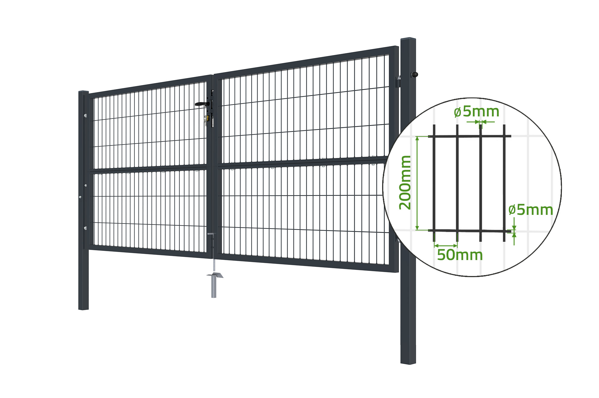 3m RAZO gaaspoort H.120cm + 1m RAZO poort H.120cm Grijs 4
