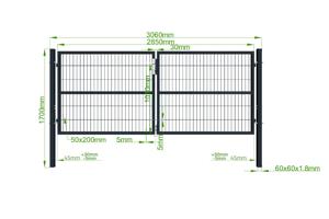 Portail grillage rigide RAZO 300x120cm gris 5
