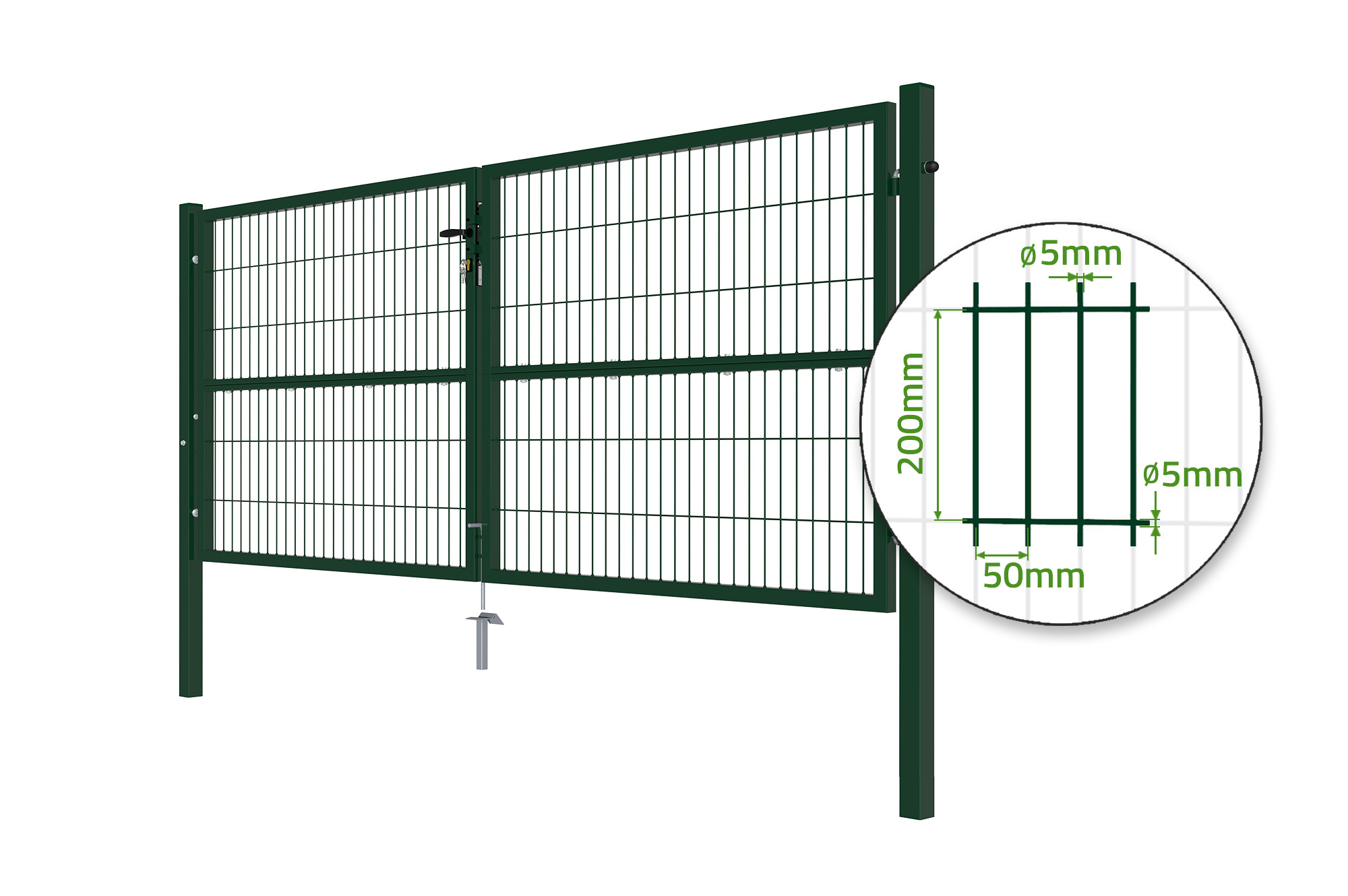 Portail grillage rigide RAZO 300x120cm vert 4