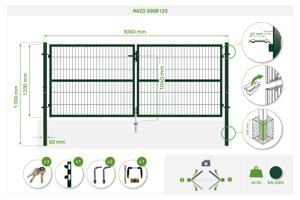 Portail grillage rigide RAZO 300x120cm vert 11