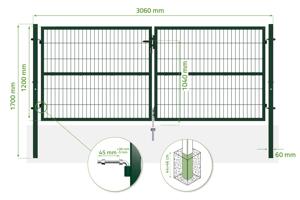 Portail grillage rigide RAZO 300x120cm vert 3