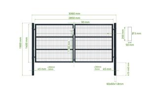 Portail grillage rigide RAZO 300x140cm gris 3