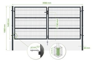 3m RAZO H.140cm Grå mesh svinglåge 3