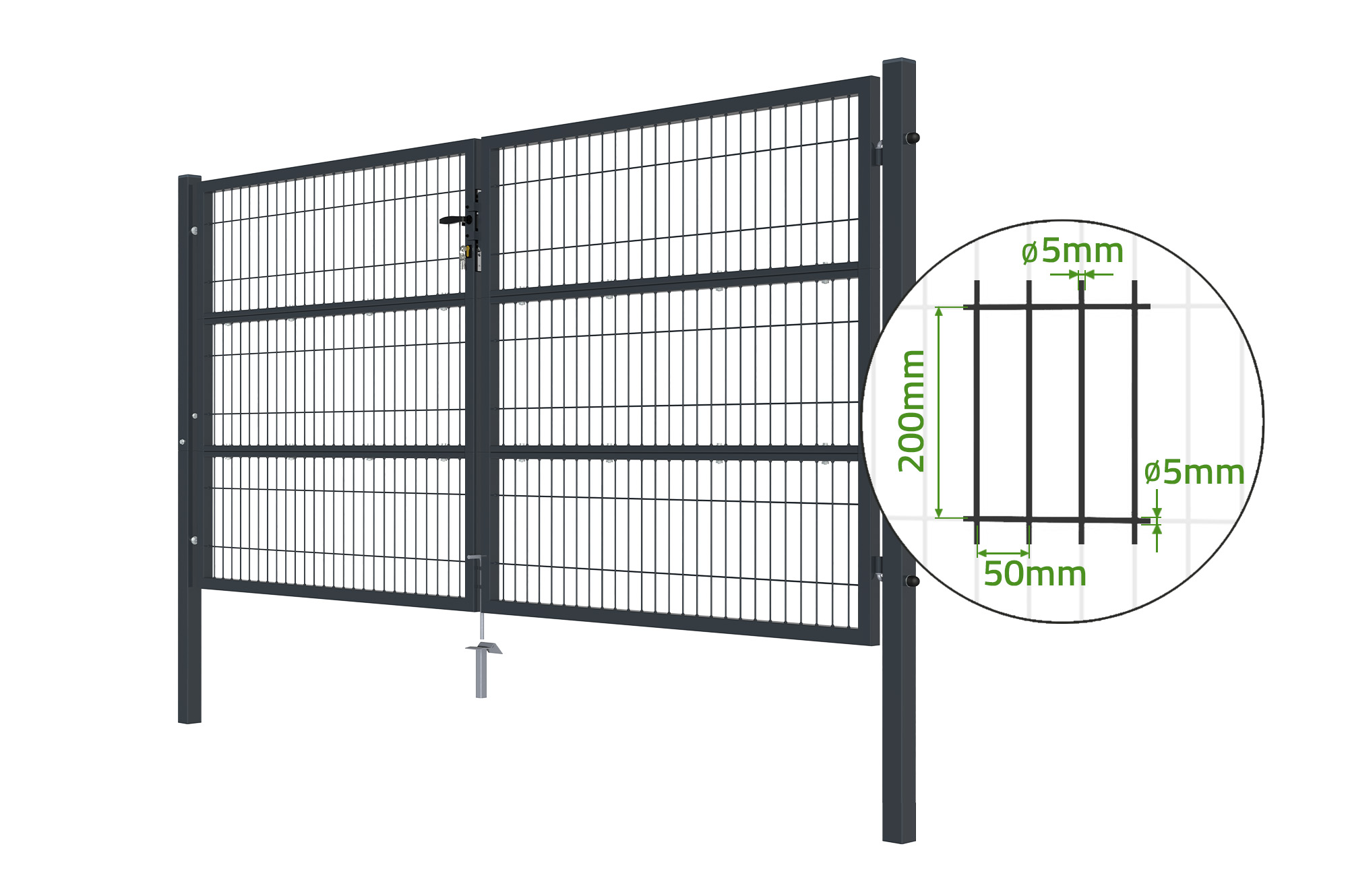 3m RAZO H.140cm Grå mesh svinglåge 4