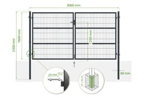 Mesh gate 3m RAZO H.160cm grey 3