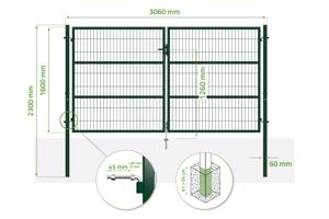 Mesh gate 3m RAZO H.160cm + side gate 1m RAZO H.160cm green 3