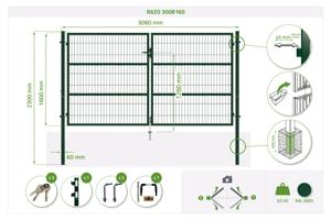 Mesh gate 3m RAZO H.160cm + side gate 1m RAZO H.160cm green 11