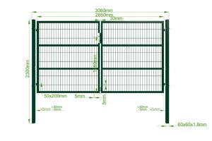 Portail grillage rigide RAZO 300x160cm vert 4