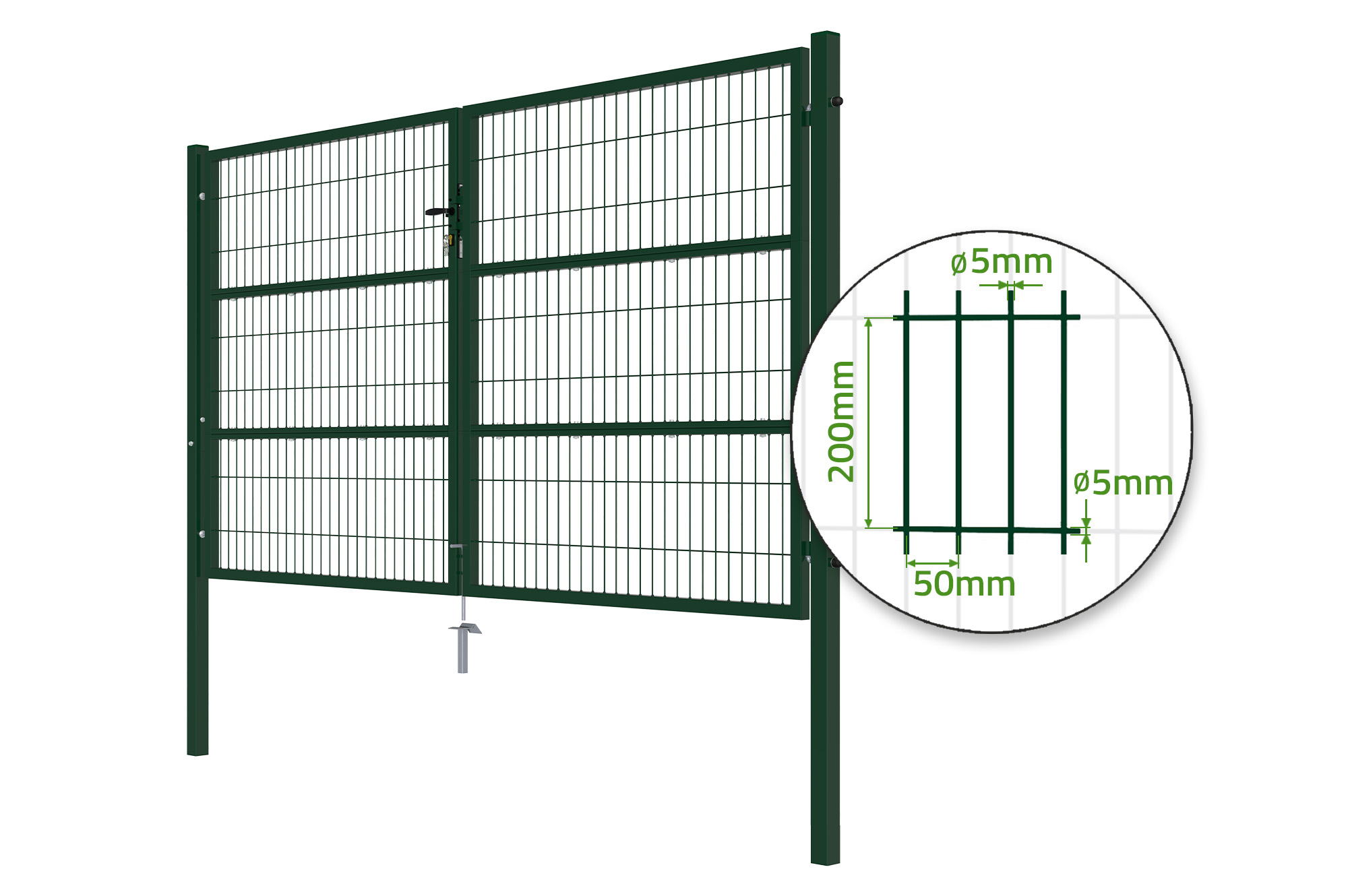 Mesh gate 3m RAZO H.160cm + side gate 1m RAZO H.160cm green 4