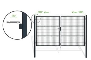 3m RAZO H.180cm Poarta batanta din plasa gri 8