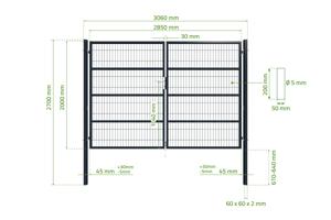 Mesh gate 3m RAZO H.200cm grey 3