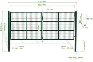 Portail grillage rigide RAZO 400x160cm vert 4