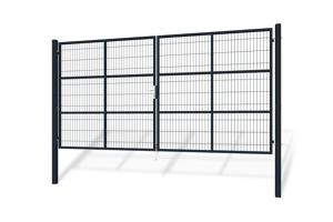 Portail grillagé 4m RAZO H.200cm + Portillon 1m RAZO H.200cm gris 2