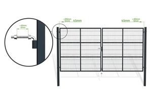Portail grillagé 4m RAZO H.200cm + Portillon 1m RAZO H.200cm gris 9