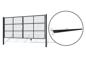 Portail grillagé 4m RAZO H.200cm + Portillon 1m RAZO H.200cm gris 8